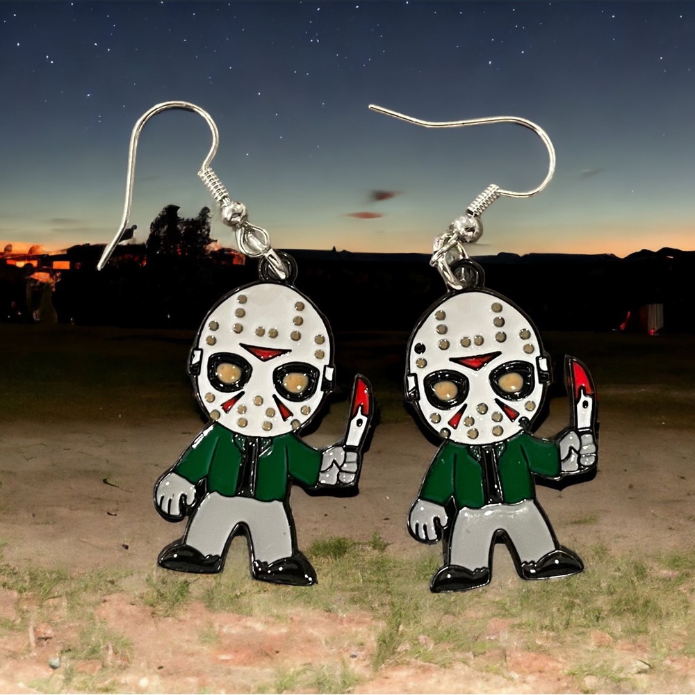 Jason “Friday The 13th” Earrings - Picture 1 of 1